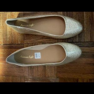 American Eagle Gold Glitter Flats Size 11
